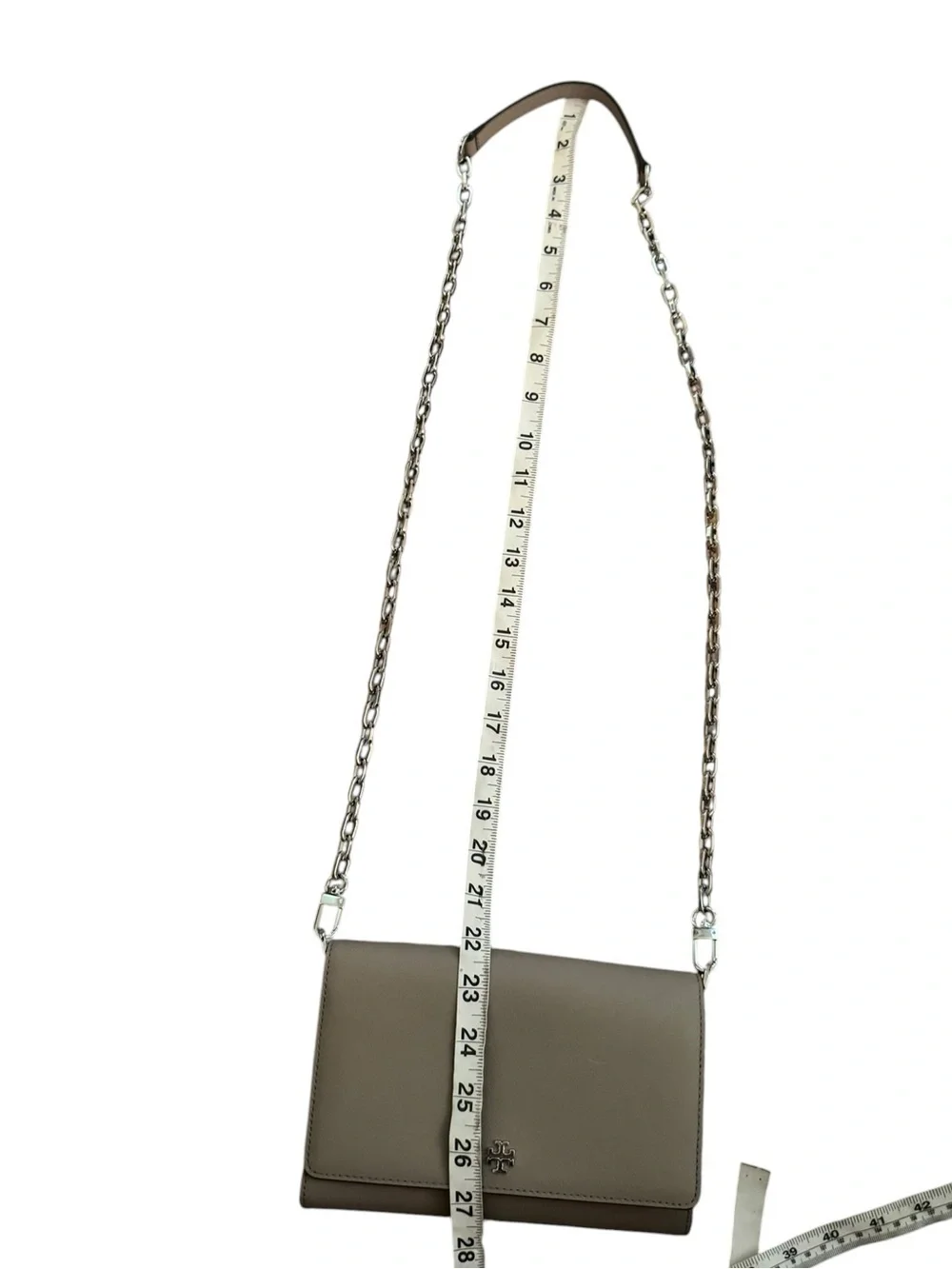 Tory Burch Robinson Chain Wallet in French Gray NWOT